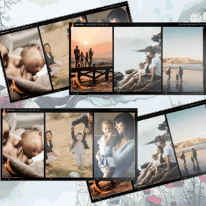 7.5" x 4" 6‑Photo Collage Modern Black Film Strip Magnets