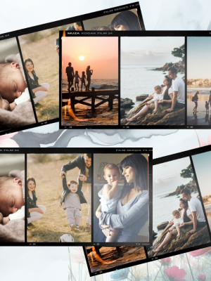 7.5" x 4" 6‑Photo Collage Modern Black Film Strip Magnets